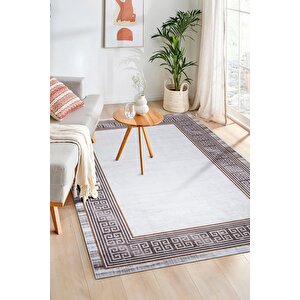 Eco Dijital Baskı Makinada Yıkanabilir Kaymaz Taban Dekoratif Halı Kahverengi 28320 200x290 cm