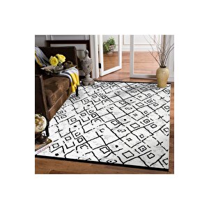 Luna Vl Eco Yıkanabilir Kaymaz Taban Siyah Saçaklı Dört Mevsim Halı 120x250 cm