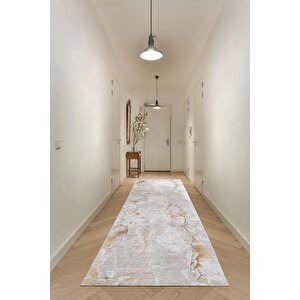 Bianca Vl Eco Dijital Baskı Makinada Yıkanabilir Kaymaz Taban Dekoratif Halı Bej-gold 150x300 cm