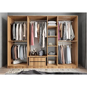 Bar Yedi Kapaklı Gardırop Ceviz&beyaz  G.y.b_9_245cm 245 cm