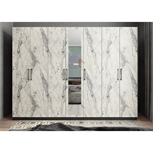 Bar Yedi Kapaklı Gardırop Antrasit&mermer G.y.b_12_280cm 280 cm