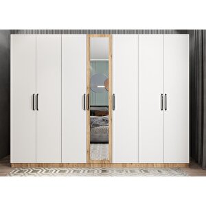 Bar Yedi Kapaklı Gardırop Çam&beyaz G.y.b_10_280cm 280 cm