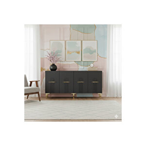 Ka1519ag Ida150 Konsol, Tv Sehpasi, Kahve Köşesi̇ Antrasi̇t-gold 150cm Antrasit Gold