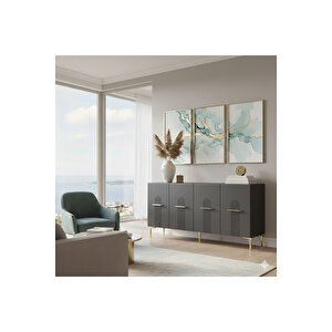 Ka1519ag Ida150 Konsol, Tv Sehpasi, Kahve Köşesi̇ Antrasi̇t-gold 150cm