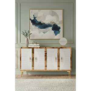 Ka1207bg Tuna120 Konsol, Kahve Köşesi̇ Ve Tv Sehpasi Beyaz-gold 120cm Beyaz gold