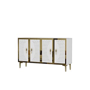 Ka1207bg Tuna120 Konsol, Kahve Köşesi̇ Ve Tv Sehpasi Beyaz-gold 120cm