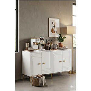 Ka1805bg Lessi̇180 Konsol, Kahve Köşesi̇ Ve Tv Sehpasi Beyaz-gold 180cm Beyaz gold