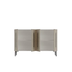 Ka1206bts Rany120 Konsol, Kahve Köşesi̇ Ve Tv Sehpasi Beyaz-traverten Kapak-silver 120cm
