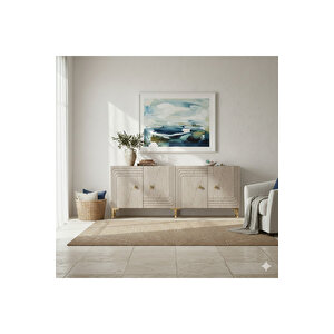 Ka1805btg Lessi̇180 Konsol, Kahve Köşesi̇ Ve Tv Sehpasi Beyaz-traverten Kapak-gold 180cm Beyaz-Traverten-Gold