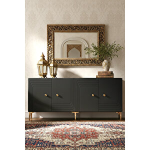 Ka1805ag Lessi̇180 Konsol, Kahve Köşesi̇ Ve Tv Sehpasi Antrasi̇t-gold 180cm Antrasit Gold