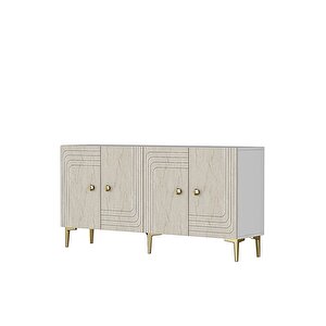 Ka1521btg Lessi̇150 Konsol, Tv Sehpasi Ve Kahve Köşesi̇ Beyaz-traverten Kapak-gold 150cm