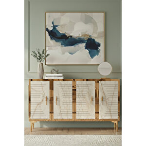 Ka1207btg Tuna120 Konsol, Kahve Köşesi̇ Ve Tv Sehpasi Beyaz-traverten Kapak-gold 120cm Beyaz-Traverten-Gold