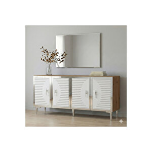 Ka1508dbs Tuna150 Konsol, Kahve Köşesi̇ Ve Tv Sehpasi Safi̇rmeşe-beyaz-silver 150cm Beyaz-Safir Meşe