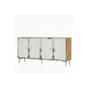 Ka1508dbs Tuna150 Konsol, Kahve Köşesi̇ Ve Tv Sehpasi Safi̇rmeşe-beyaz-silver 150cm