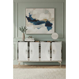 Ka1207bs Tuna120 Konsol, Kahve Köşesi̇ Ve Tv Sehpasi Beyaz-silver 120cm Beyaz-Gümüş