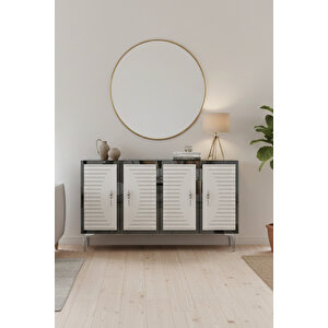 Ka1207bs Tuna120 Konsol, Kahve Köşesi̇ Ve Tv Sehpasi Beyaz-silver 120cm Beyaz-Gümüş