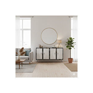 Ka1207bs Tuna120 Konsol, Kahve Köşesi̇ Ve Tv Sehpasi Beyaz-silver 120cm