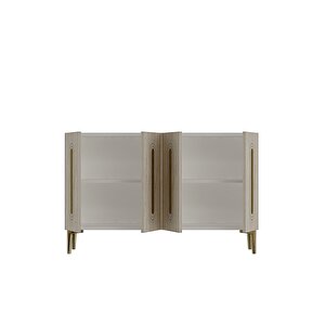 Ka1206btg Rany120 Konsol, Kahve Köşesi̇ Ve Tv Sehpasi Beyaz-traverten Kapak-gold 120cm