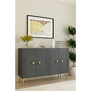 Ka1209ag Lessi̇120 Konsol, Kahve Köşesi̇ Ve Tv Sehpasi Antrasi̇t-gold 120cm Antrasit Gold