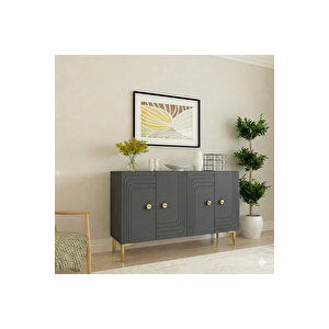 Ka1209ag Lessi̇120 Konsol, Kahve Köşesi̇ Ve Tv Sehpasi Antrasi̇t-gold 120cm