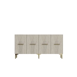 Ka1519btg Ida150 Konsol, Tv Sehpasi, Kahve Köşesi̇ Beyaz-traverten Kapak-gold 150cm