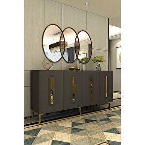 Ka1520ag Rany150 Konsol, Tv Sehpasi, Kahve Köşesi̇ Antrasi̇t-gold 150cm Antrasit Gold