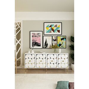 Ka1803bg Moka180 Konsol, Kahve Köşesi̇, Tv Sehpasi Beyaz-gold 180cm Beyaz gold