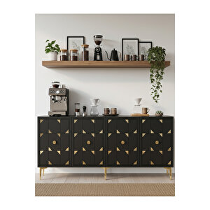 Ka1523ag Moka150 Konsol, Tv Sehpasi Ve Kahve Köşesi̇ Antrasi̇t-gold 150cm Antrasit