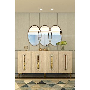 Ka1520btg Rany150 Konsol, Tv Sehpasi, Kahve Köşesi̇ Beyaz-traverten Kapak-gold 150cm Beyaz-Traverten-Gold