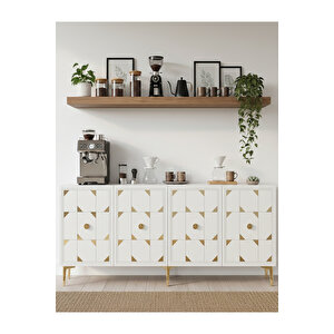Ka1523bg Moka150 Konsol, Tv Sehpasi Ve Kahve Köşesi̇ Beyaz-gold 150cm