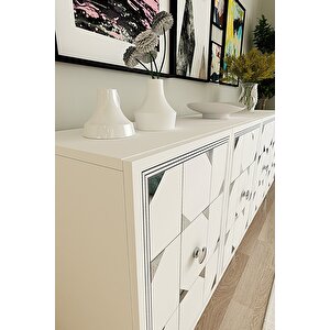 Ka1803bs Moka180 Konsol, Kahve Köşesi̇, Tv Sehpasi Beyaz-silver 180cm Beyaz-Gümüş