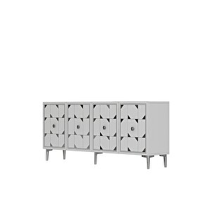 Ka1803bs Moka180 Konsol, Kahve Köşesi̇, Tv Sehpasi Beyaz-silver 180cm