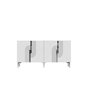 Ka1804bs Meyra180 Konsol, Kahve Köşesi̇, Tv Sehpasi Beyaz-silver 180cm