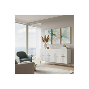 Ka1519bg Ida150 Konsol, Tv Sehpasi, Kahve Köşesi̇ Beyaz-gold 150cm