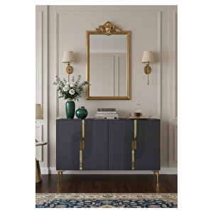 Ka1208ag Meyra120 Konsol, Kahve Köşesi̇ Ve Tv Sehpasi Antrasi̇t-gold 120cm Antrasit Gold