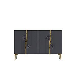 Ka1208ag Meyra120 Konsol, Kahve Köşesi̇ Ve Tv Sehpasi Antrasi̇t-gold 120cm