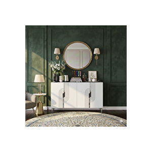 Ka1208bs Meyra120 Konsol, Kahve Köşesi̇ Ve Tv Sehpasi Beyaz-silver 120cm