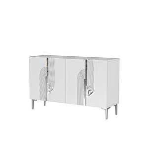 Ka1208bs Meyra120 Konsol, Kahve Köşesi̇ Ve Tv Sehpasi Beyaz-silver 120cm