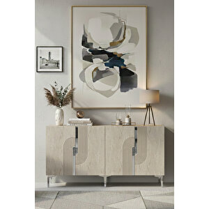 Ka1804bts Meyra180 Konsol, Kahve Köşesi̇, Tv Sehpasi Beyaz-traverten-silver 180cm Beyaz-Traverten-Silver