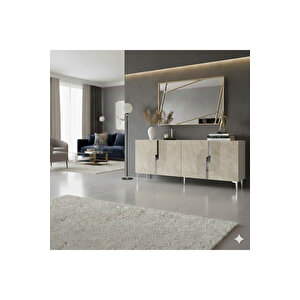 Ka1804bts Meyra180 Konsol, Kahve Köşesi̇, Tv Sehpasi Beyaz-traverten-silver 180cm Beyaz-Traverten-Silver