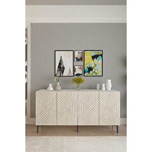 Ka1522bt Ferro150 Konsol, Tv Sehpasi Ve Kahve Köşesi̇ Beyaz-traverten Kapak 150cm Beyaz-Traverten Mermer