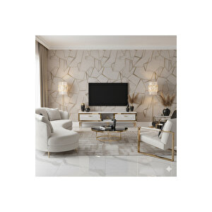 Tsa1503bg - Tunatv150 Tv Stand, Tv Sehpasi Beyaz-gold 150cm Beyaz gold