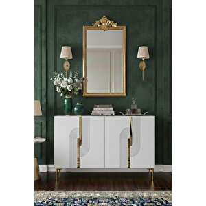 Ka1208bg Meyra120 Konsol, Kahve Köşesi̇ Ve Tv Sehpasi Beyaz-gold 120cm Beyaz gold