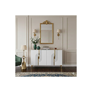 Ka1208bg Meyra120 Konsol, Kahve Köşesi̇ Ve Tv Sehpasi Beyaz-gold 120cm Beyaz gold