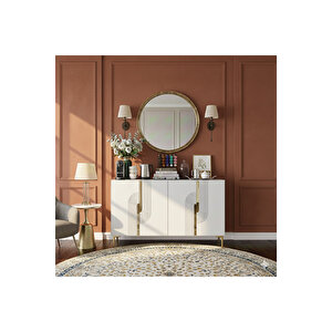 Ka1208bg Meyra120 Konsol, Kahve Köşesi̇ Ve Tv Sehpasi Beyaz-gold 120cm