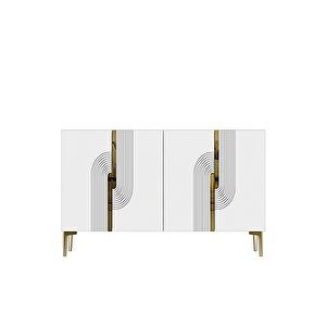 Ka1208bg Meyra120 Konsol, Kahve Köşesi̇ Ve Tv Sehpasi Beyaz-gold 120cm