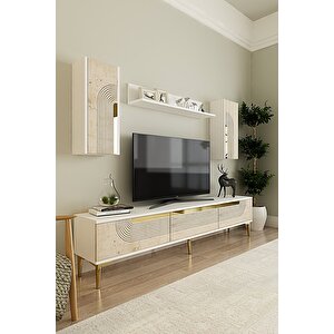 Tvr1803btg - Meyra Tvr180 Üni̇tesi̇ Takim Beyaz-traverten-gold 180cm Beyaz-Traverten-Gold