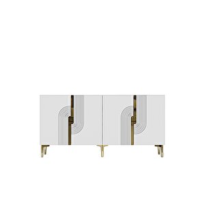 Ka1804bg Meyra180 Konsol, Kahve Köşesi̇, Tv Sehpasi Beyaz-gold 180cm