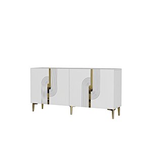 Ka1804bg Meyra180 Konsol, Kahve Köşesi̇, Tv Sehpasi Beyaz-gold 180cm