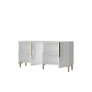 Ka1804bg Meyra180 Konsol, Kahve Köşesi̇, Tv Sehpasi Beyaz-gold 180cm
